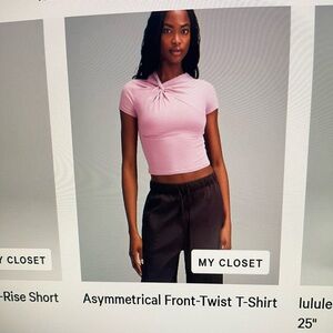 Lululemon - asymmetrical front twist tshirt - rose blush - small